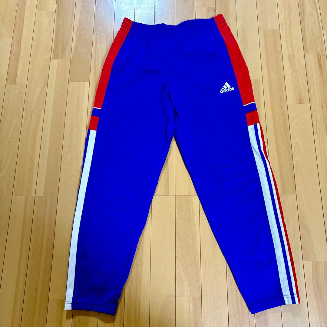 90's adidas ジャージ 青赤白トリコロールストライプ上下セット 日本製