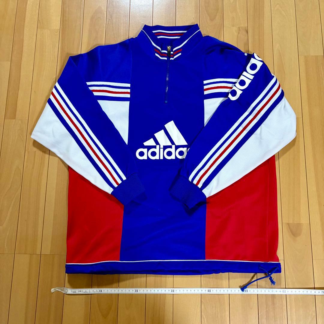 90's adidas ジャージ 青赤白トリコロールストライプ上下セット 日本製