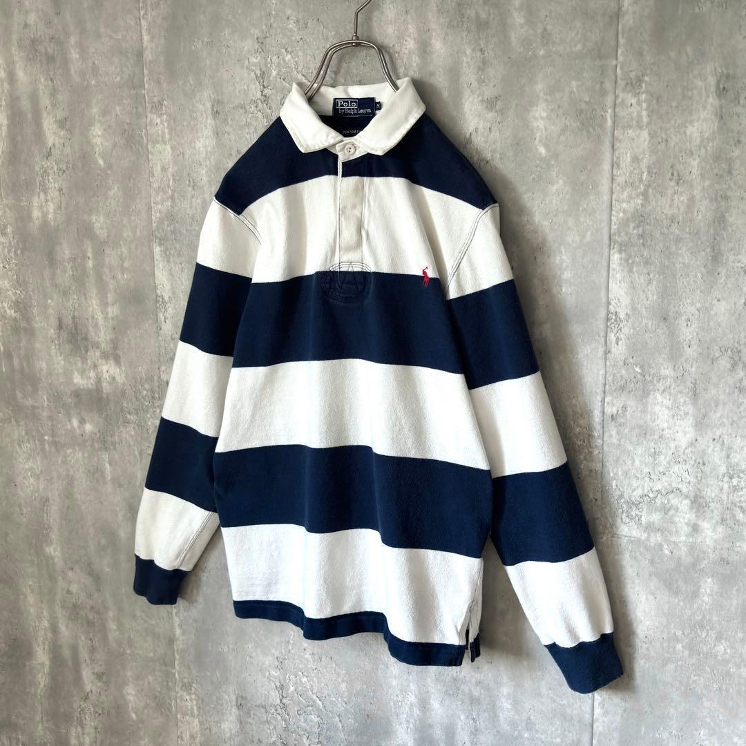 【最高デザイン！】90s ラルフローレン ラガーシャツ 太ボーダー 刺繍ポニー