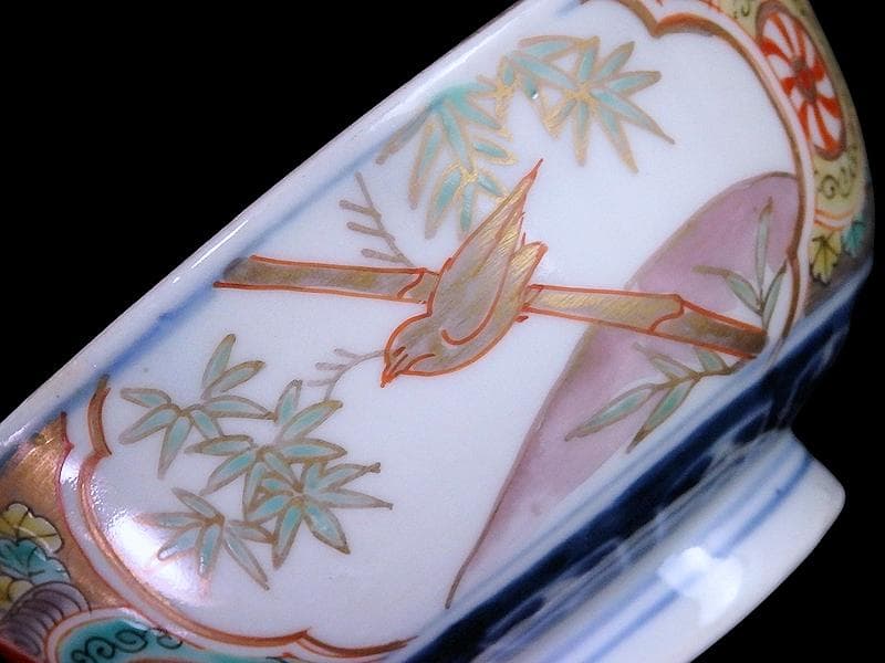古伊万里　色絵　竹に雀図　向付　りん茶碗　５客　A507AS-fbvt