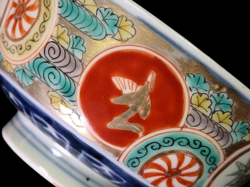 古伊万里　色絵　竹に雀図　向付　りん茶碗　５客　A507AS-fbvt
