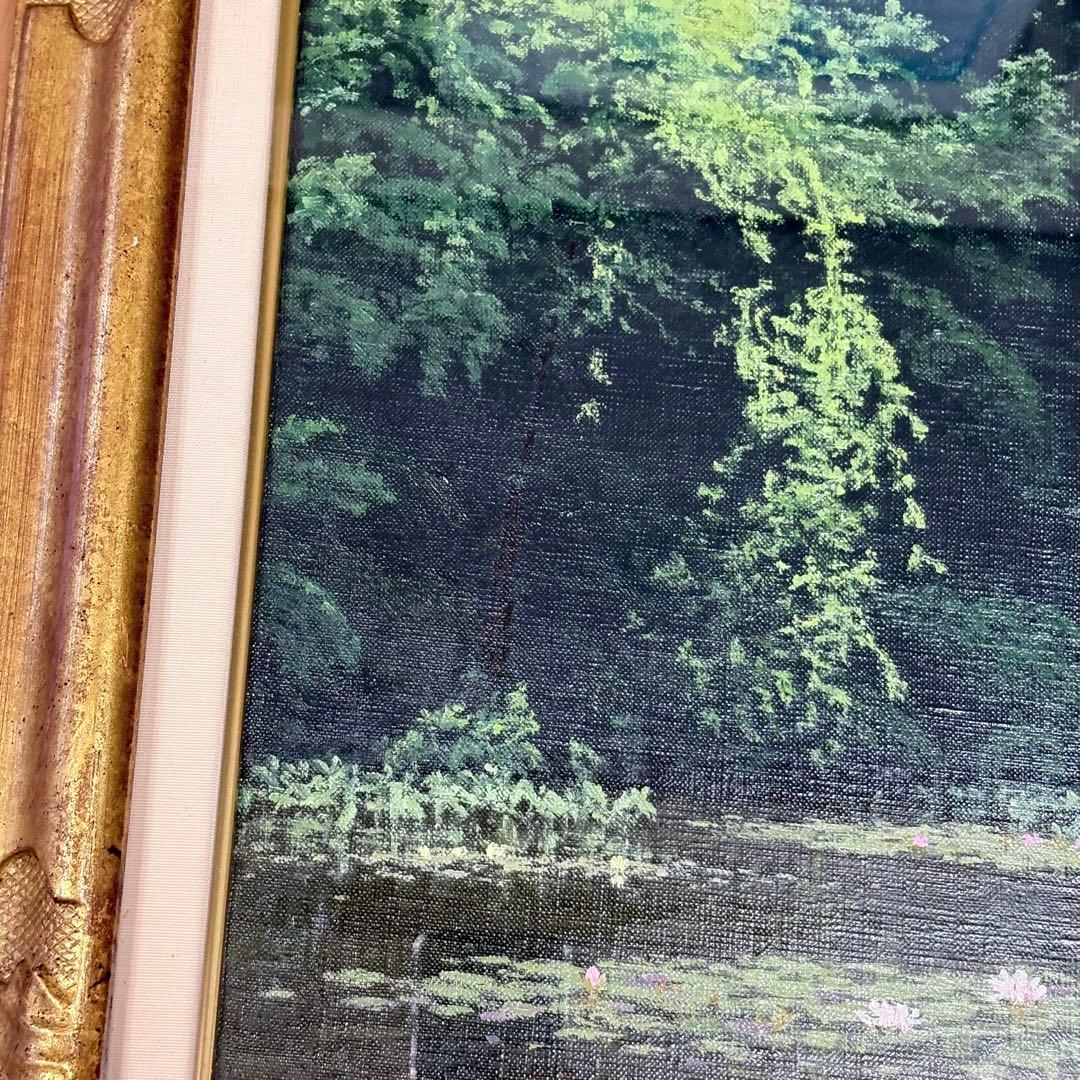佐々木友 睡蓮の池 日本美術 絵画 風景 油絵 油彩 L