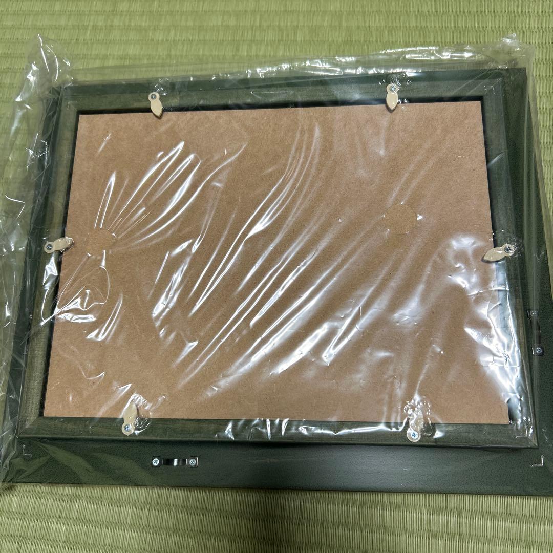 山と川の風景画 金色フレーム
