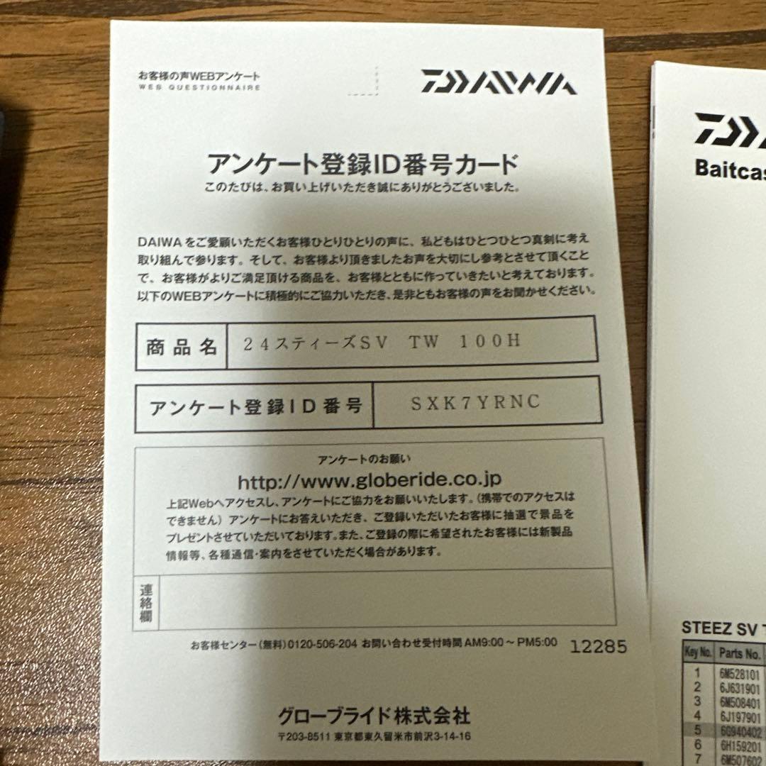 ダイワ　24スティーズ　sv tw 100H