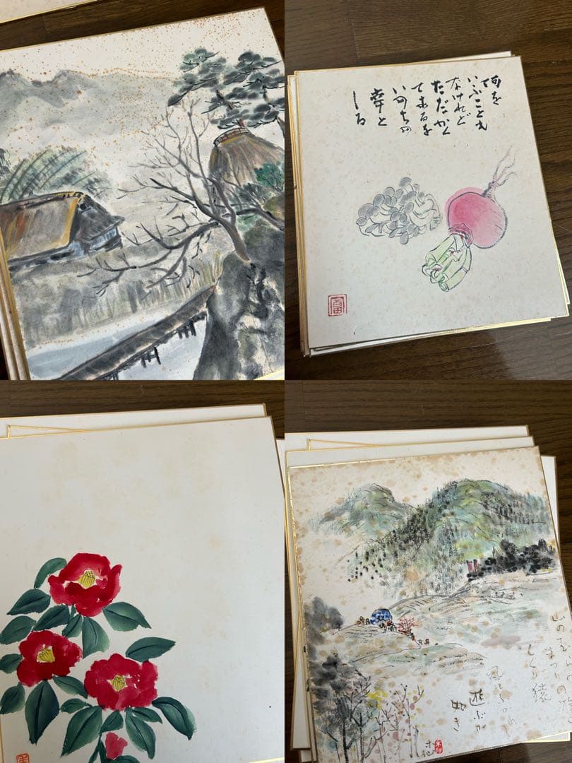絵 色紙 37点 掛け軸 7点 置物 1点まとめ売り ジャンク