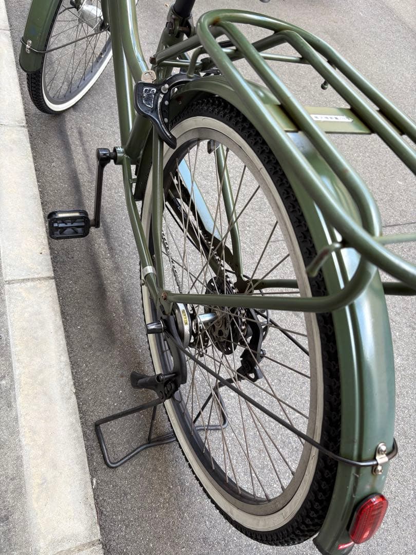 <両タイヤ新品、ビックサドル新品>シティサイクル　グリーン