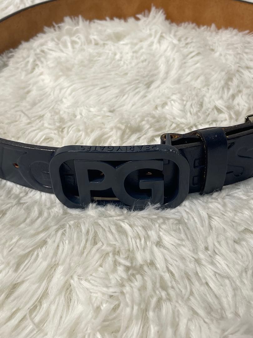 PEARLY GATES 本革 レザーベルト PGロゴ ネイビー 型押し ゴルフ