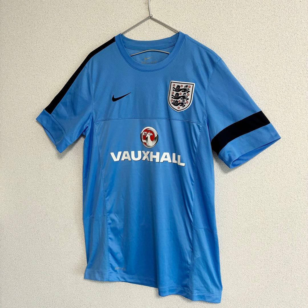NIKE サッカーイングランド代表 トレーニングシャツ 古着 刺繍ロゴ 水色