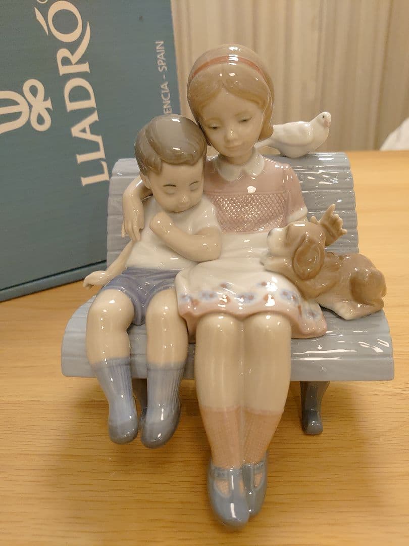 【極美品 無欠損】LLADRO リヤドロ No.6446『やすらぎ』姉弟 子犬
