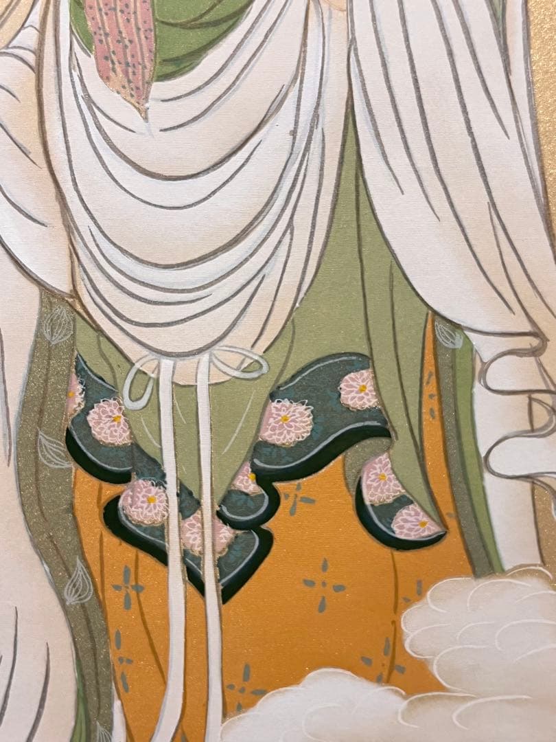 田中浩伸 掛軸 掛け軸「雲上観音」仏画仏教美術 白衣観音 茶掛 日本画 肉筆