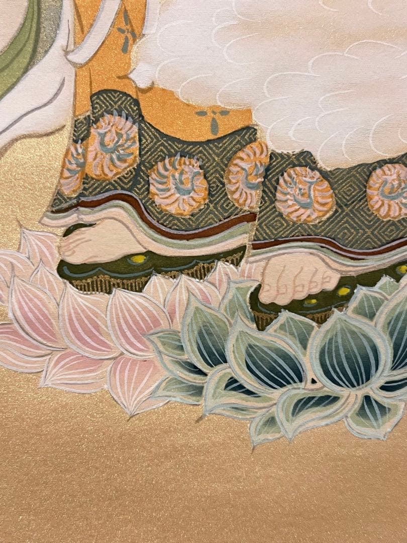 田中浩伸 掛軸 掛け軸「雲上観音」仏画仏教美術 白衣観音 茶掛 日本画 肉筆