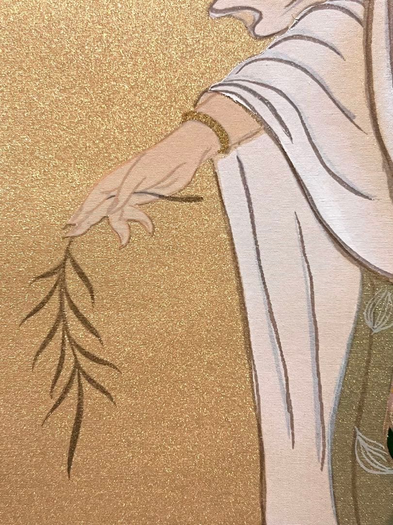 田中浩伸 掛軸 掛け軸「雲上観音」仏画仏教美術 白衣観音 茶掛 日本画 肉筆