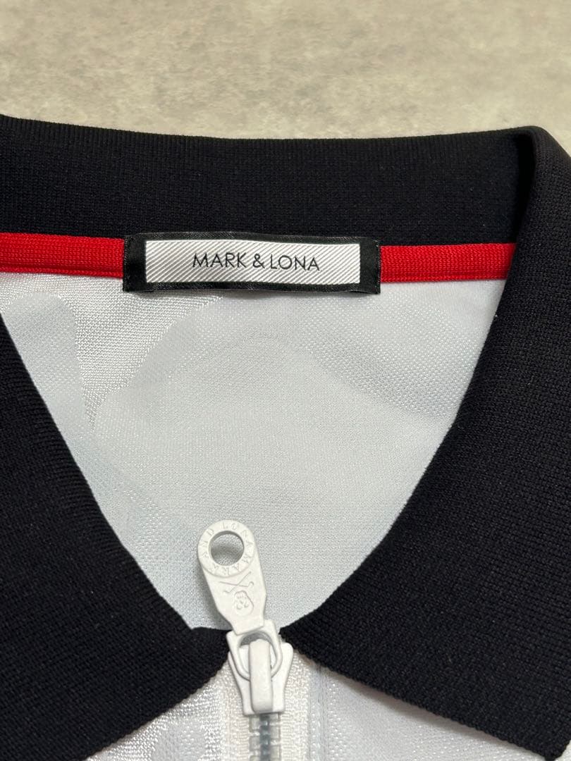 極美品 MARK&LONA ハーフジップ ポロシャツ スカルロゴ シャツ XL