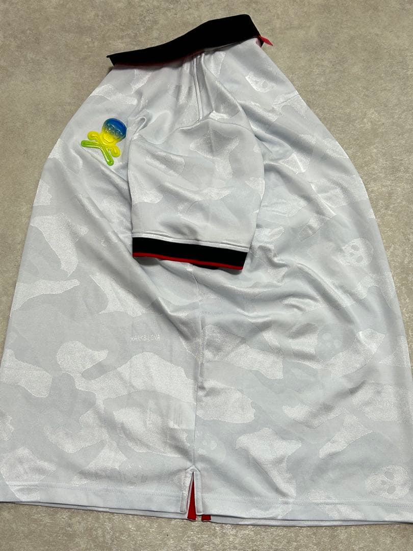 極美品 MARK&LONA ハーフジップ ポロシャツ スカルロゴ シャツ XL