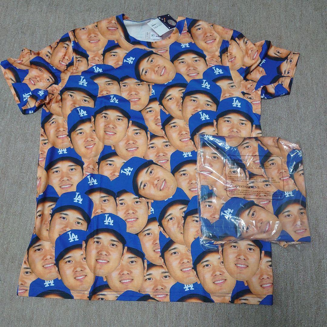 FOCO 大谷翔平 ドジャース Tシャツ XL 青 新品 未使用 顔だらけ 2枚