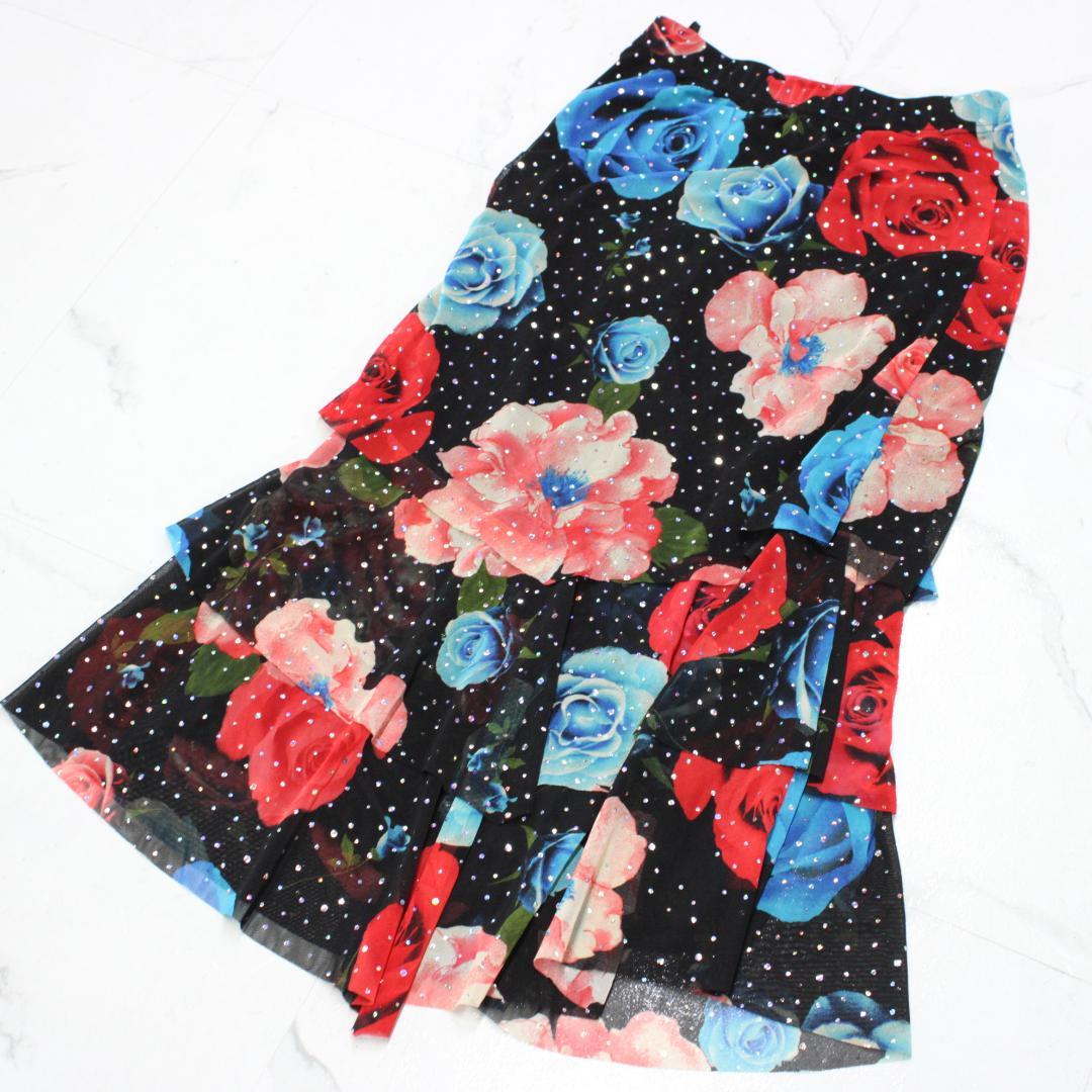 【美品 社交ダンス衣装】上下セット トップス lascolinas 青 赤 黒