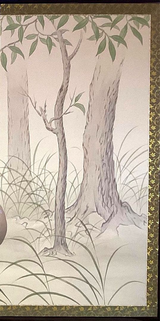 壁掛け屏風　日本画　紙本彩色　『鹿』