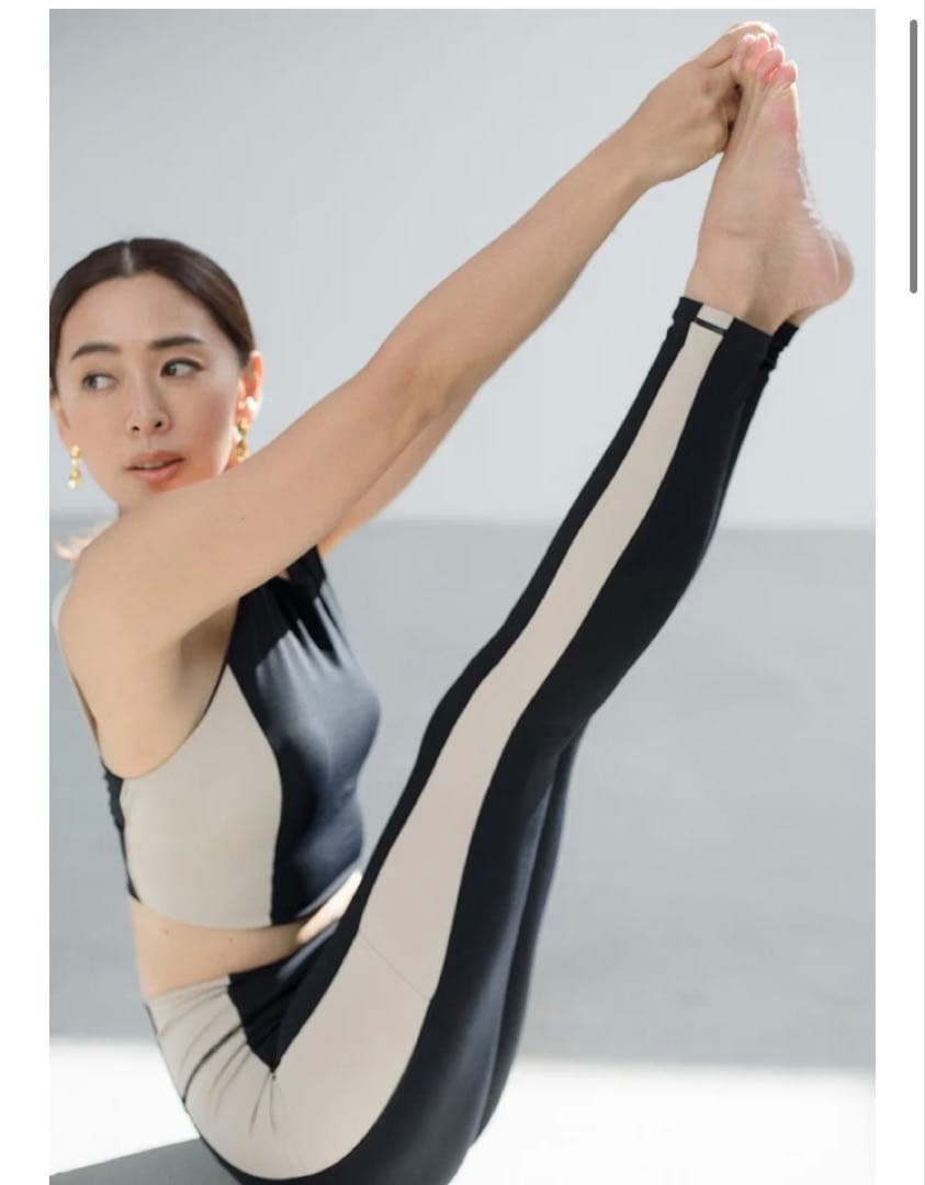 WERTHY COMBINATION LEGGINGS ブラック×ベージュ