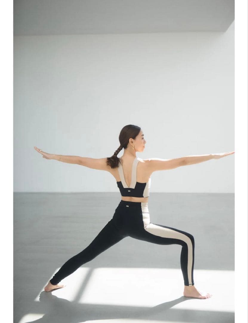 WERTHY COMBINATION LEGGINGS ブラック×ベージュ