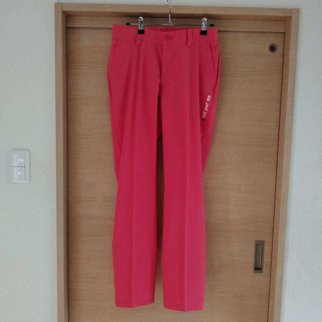 新品 アンパスィメンズ ゴルフウェア M ストレッチロングパンツ オレンジ