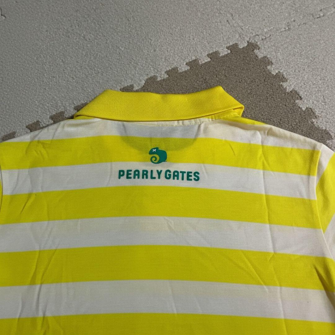 PEARLY GATES イエロー ストライプ ポロシャツ
