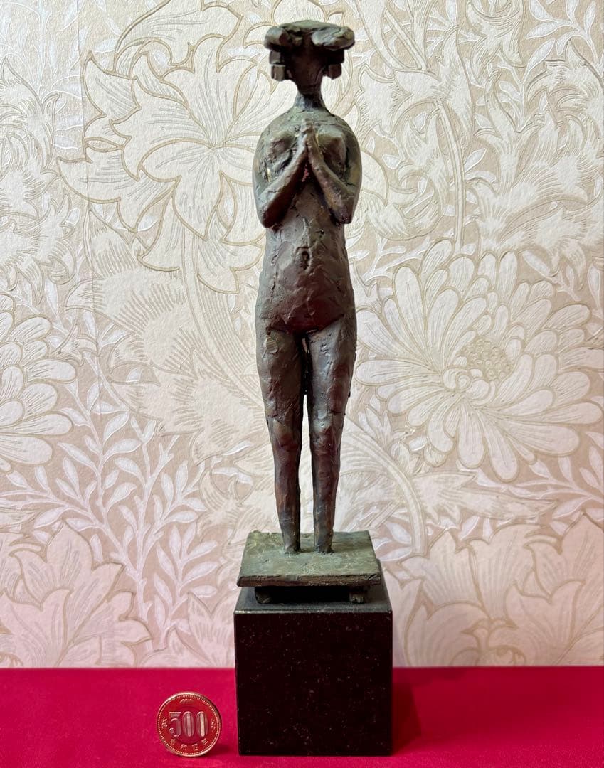 【ブロンズ彫刻★「黎」(台座付き)】 【高さ28.2cm、レア】