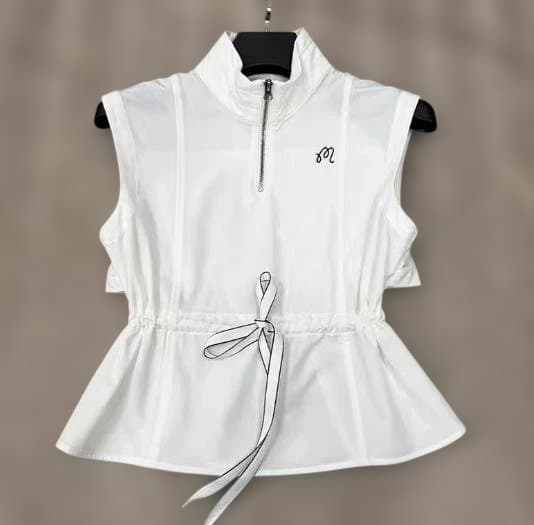 Malbon レディース ゴルフベスト 無袖 ホワイト 細見えデザイン 美品⛳