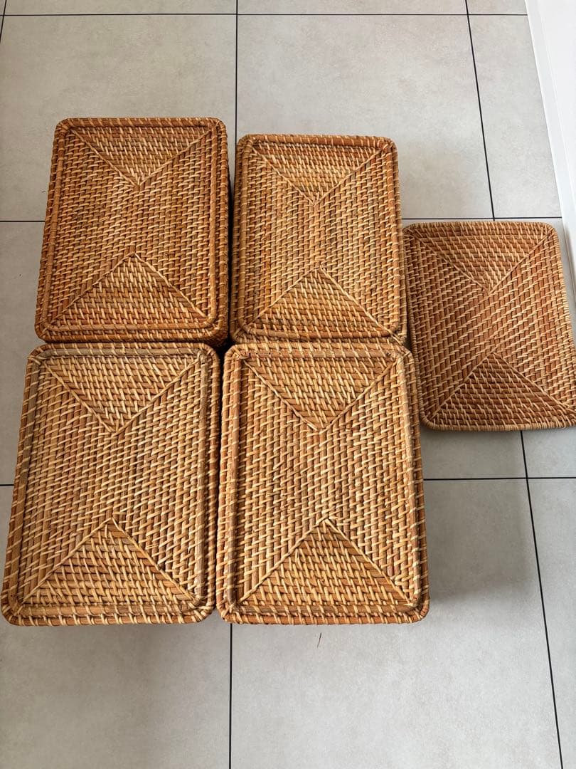 重なるラタン長方形バスケット/無印良品