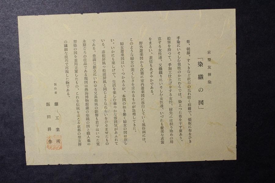 京都友禅染「染織の図」飯田耕作 藤工業所 制作(K-YC633)