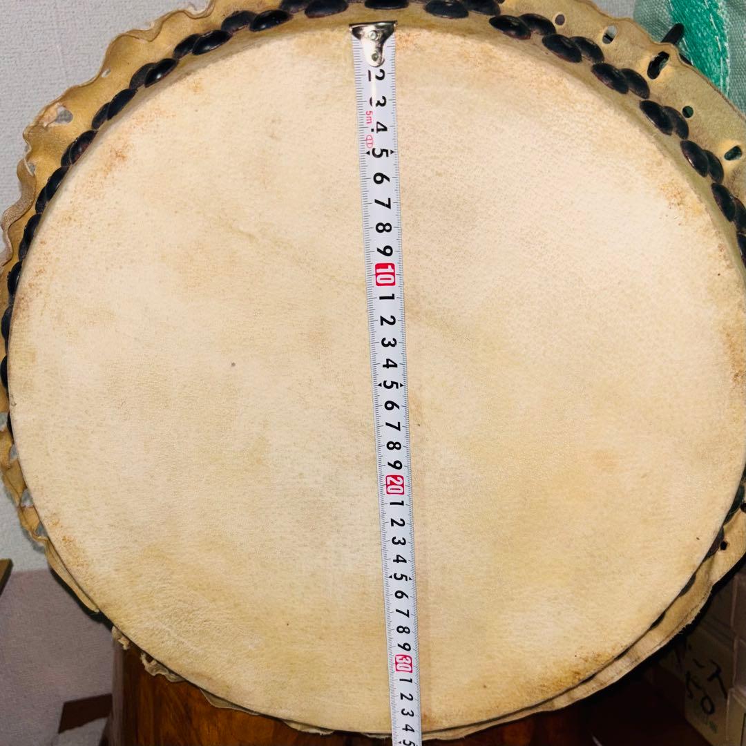 【希少一点物】和太鼓 長胴太鼓 1.1尺 天然木 切り株台座 縁起物 動作良好