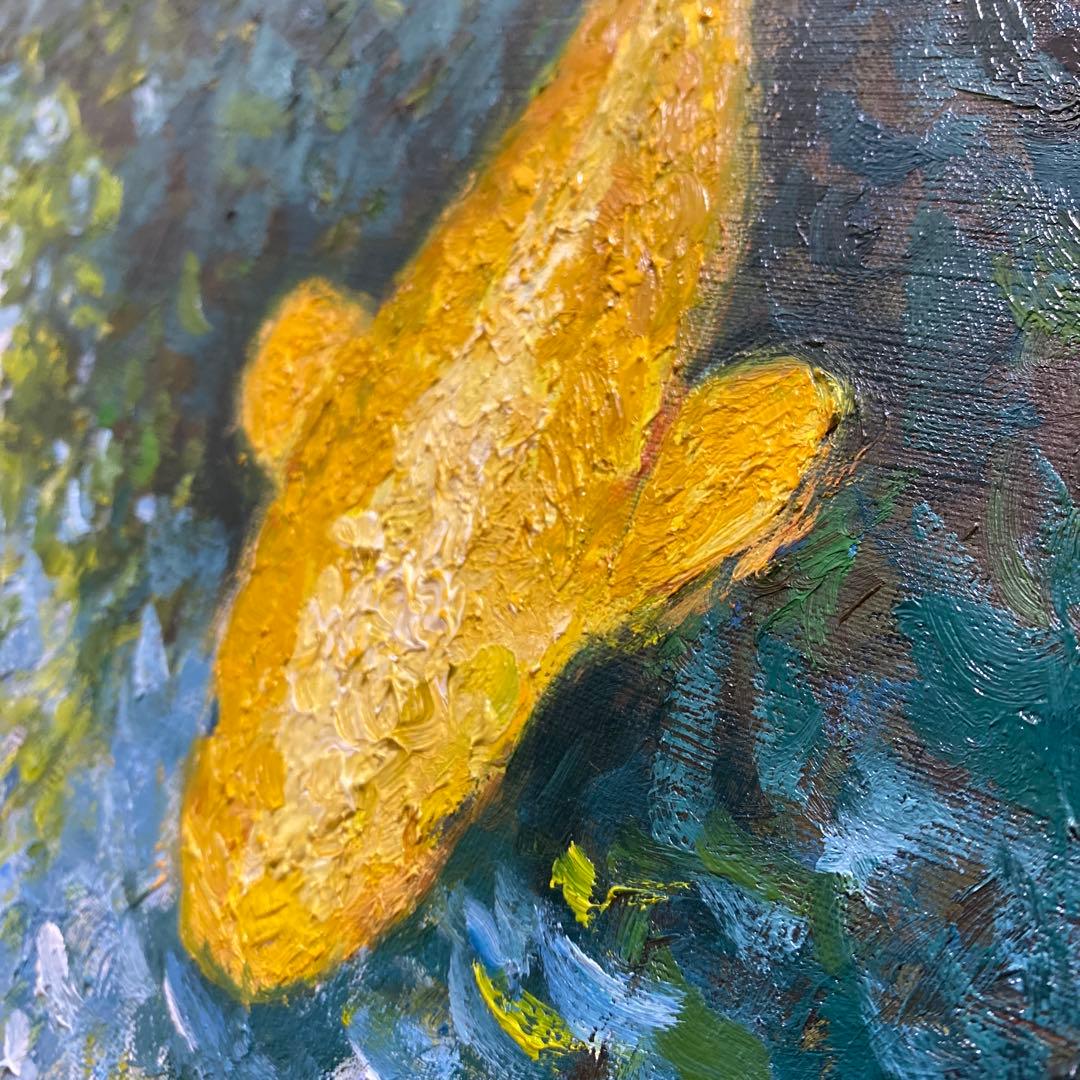 『白と金の鯉』F10 油彩画 絵画 oil painting art
