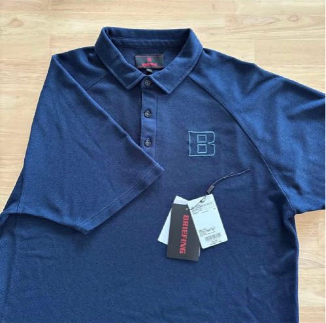 美品 BRIEFING GOLF ポロシャツ メンズ 軽量吸汗速乾 ネイビー L