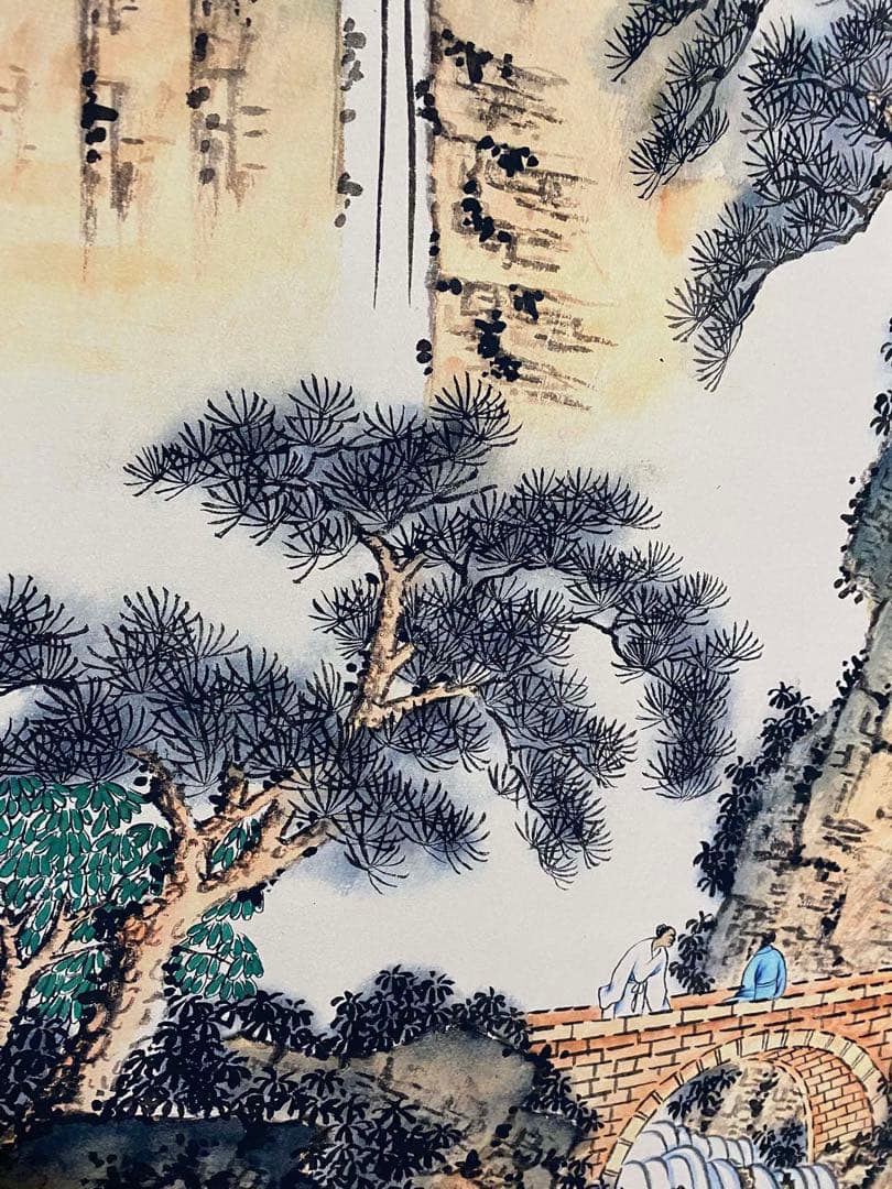 马骀 澄江图 中国画 掛け軸 水墨画 和室 玄関 茶室 壁掛け 美術品