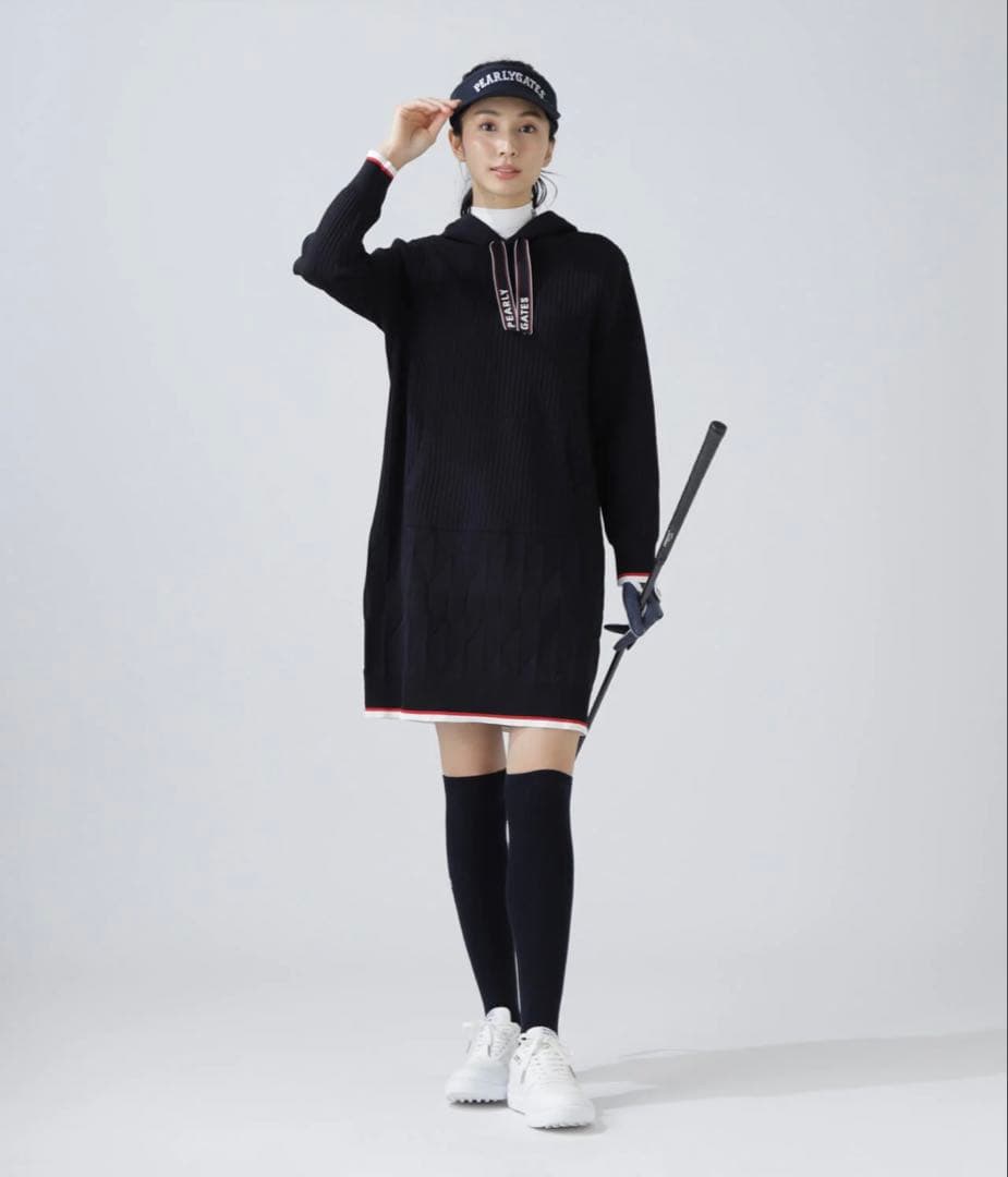超美品☆PEARLY GATES ポリエステルアーンmmフーディニットワンピース