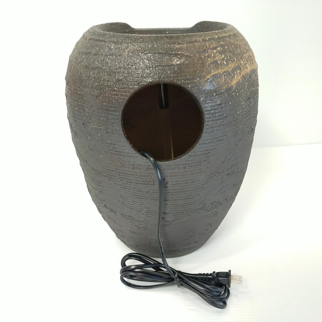 【美品】信楽焼涼電動つくばい 陶器つくばい 循環 水琴窟 水流 dt-0043