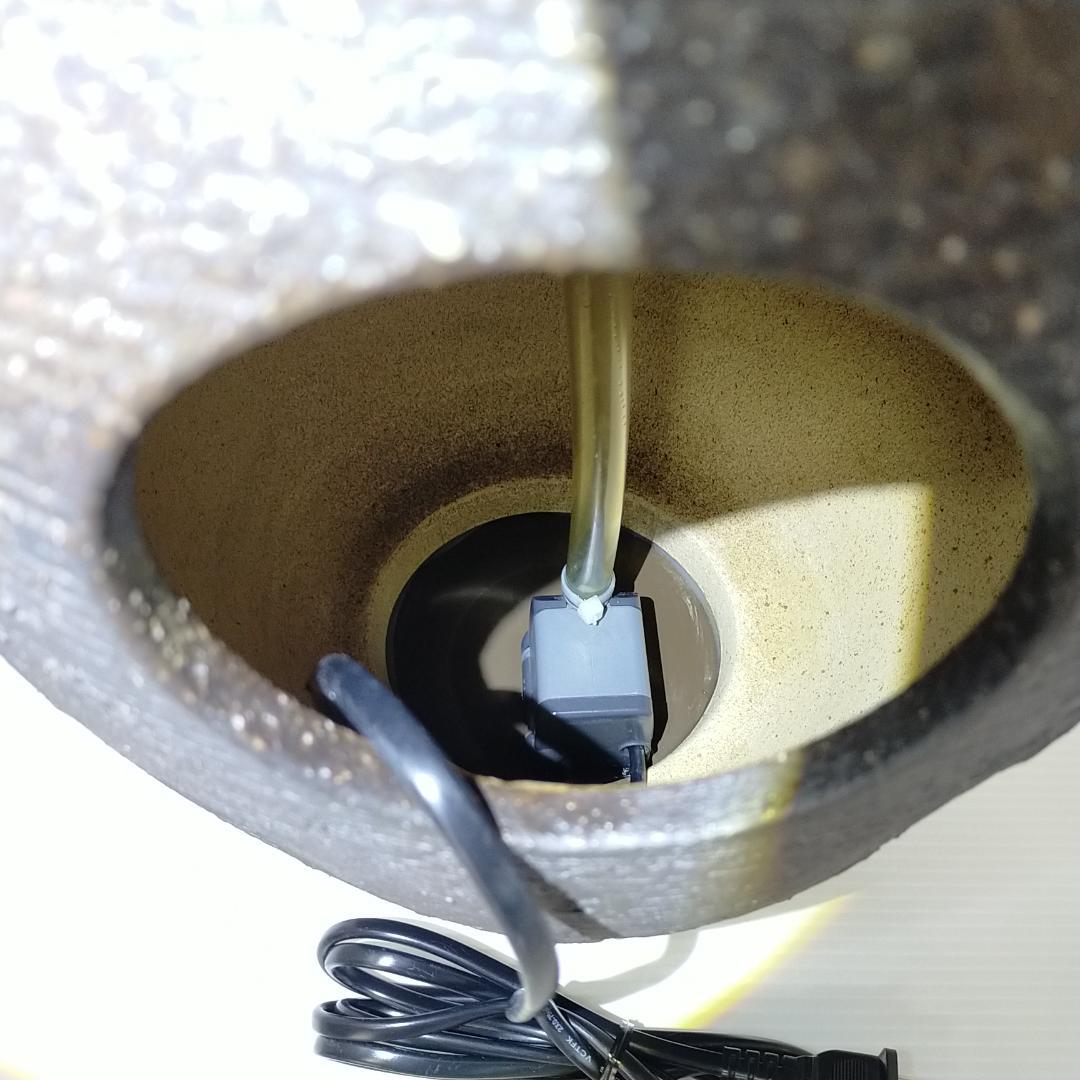 【美品】信楽焼涼電動つくばい 陶器つくばい 循環 水琴窟 水流 dt-0043