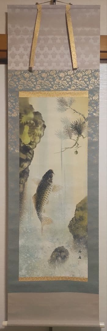 3月15日(日)出品終了@孔雀・猛虎・滝鯉 いろいろ鳥獣画の肉筆掛軸3本セット