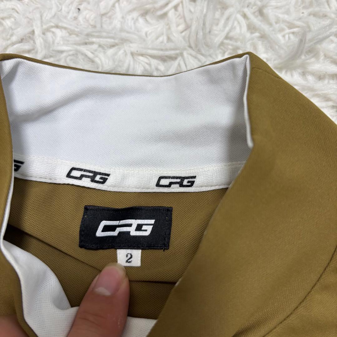 CPG ゴルフ モックネック ハイネック カーキ 冷感 ストレッチ バックロゴ