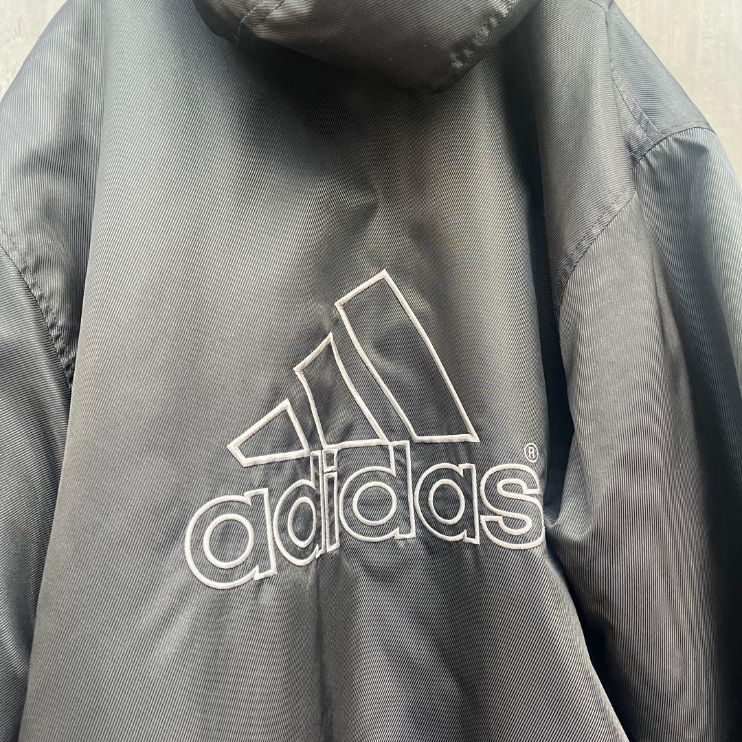 アディダス adidas ベンチコート ボア裏地 フード付 ブラック L相当