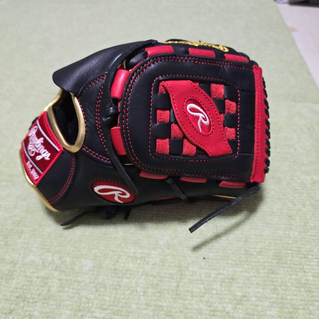 Rawlings 軟式グローブ 黒/赤 ウィングチップ