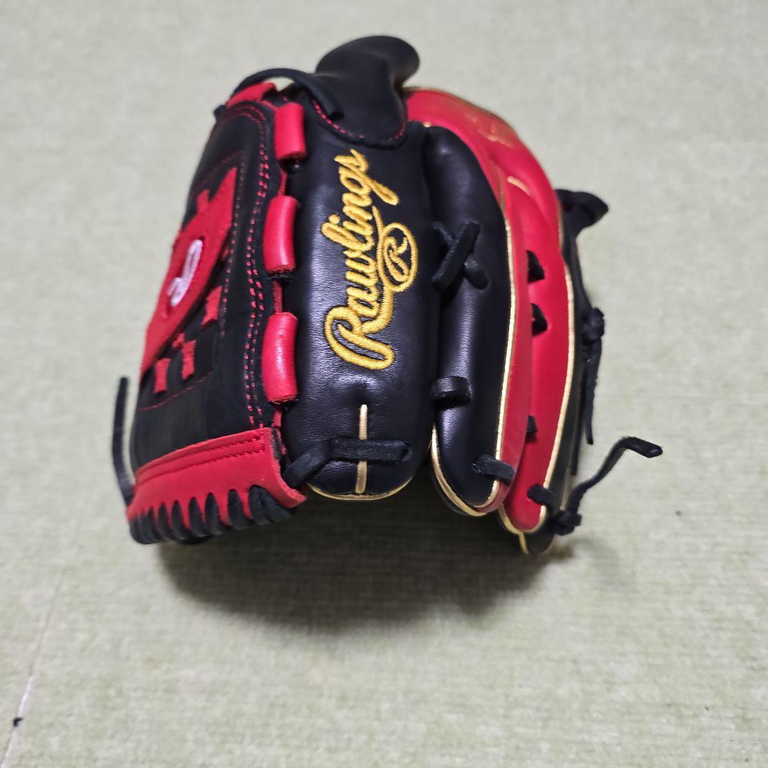Rawlings 軟式グローブ 黒/赤 ウィングチップ