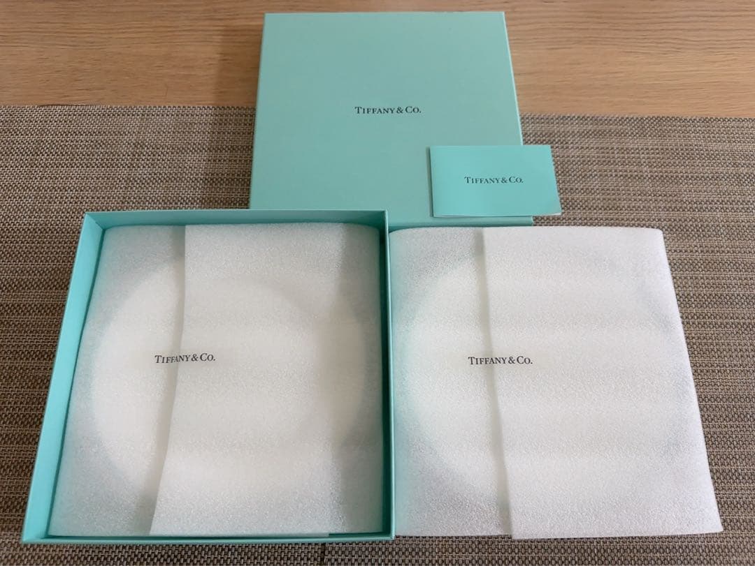 【TIFFANY＆Co】　ペアプレート プラチナブルー バンド デザートプレート