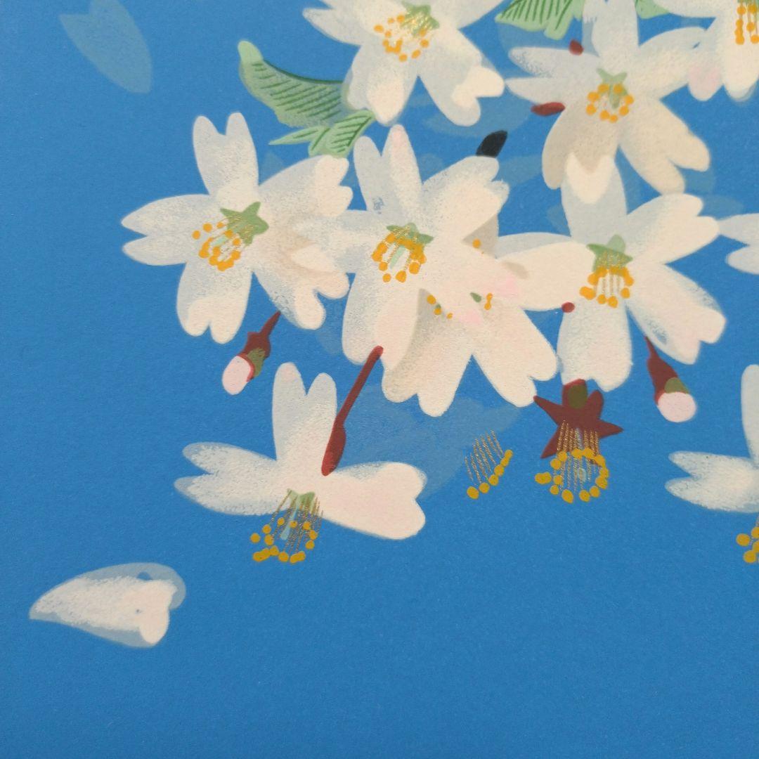 中島千波 枝垂れ桜 シルクスクリーン 版画 額装品 限定品 美品 満開 さくら