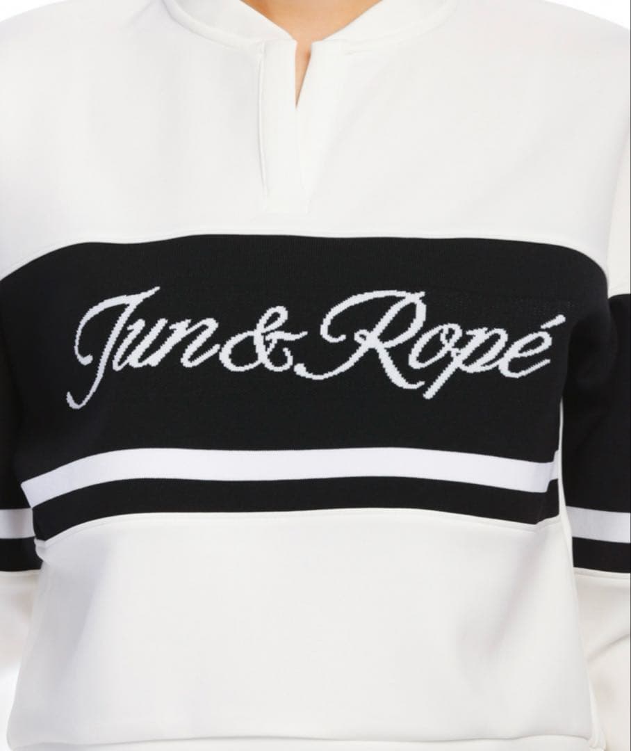 新品タグ付き　JUN&ROPE ジャージ配色プルオーバー　Ｌサイズ　白　ゴルフ