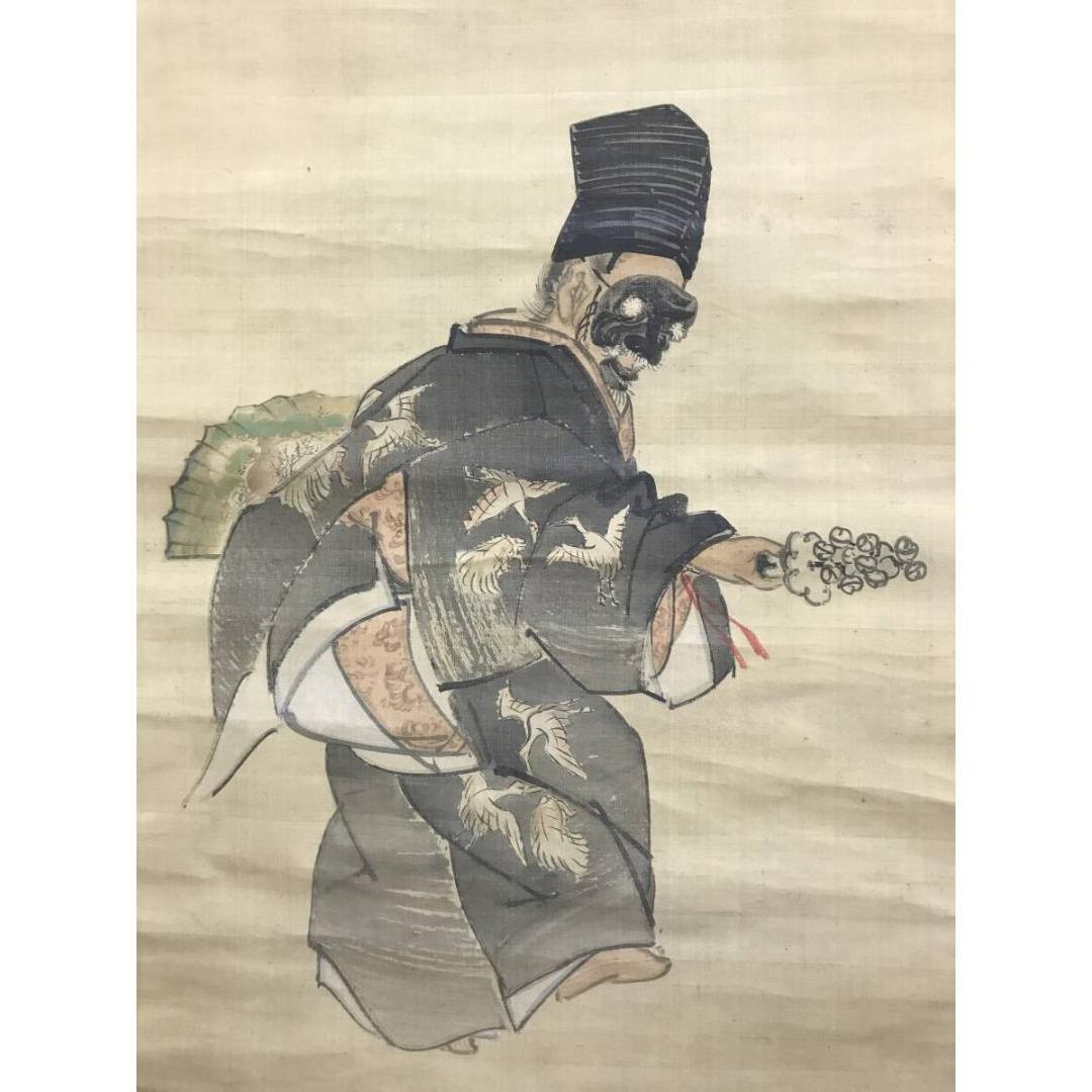 真作/土佐光孚/三番叟/能舞/能翁/人物図/正月/掛軸/名家伝来/AK-859