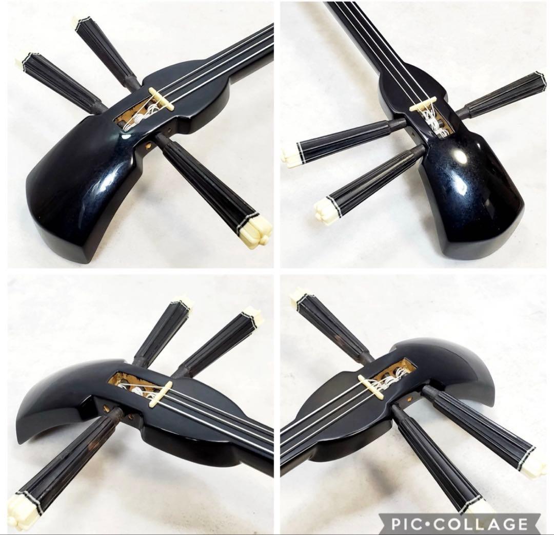 【美品】 沖縄三線 高級クロコ調ハードケース付き 和楽器 三味線 弦楽器
