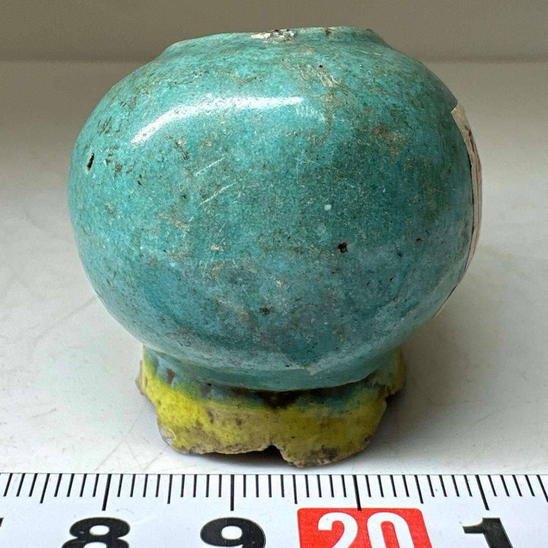 中国清時代　色絵水孟　トヒエ　L8.5㎝　東な8-0401☆2F