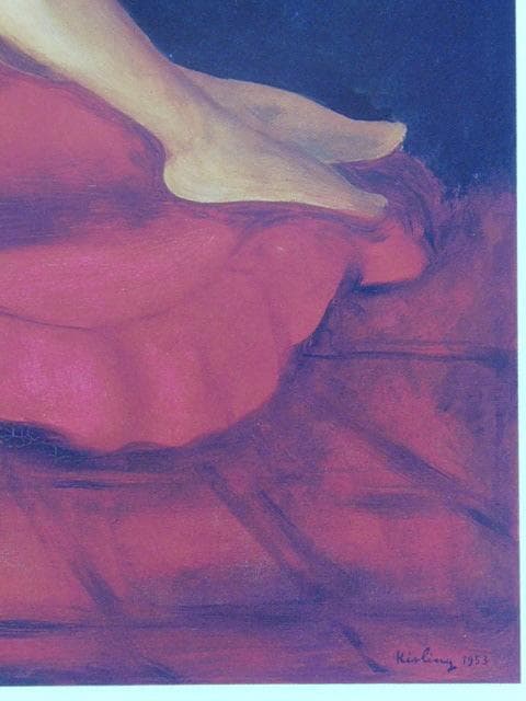 モイズ・キスリング、【赤い長椅子のジョザーヌの裸像】、希少な画集画