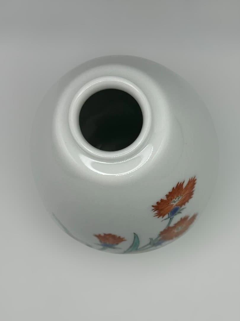 【極美品】人間国宝 十四代 酒井田柿右衛門 錦 撫子文 一輪生（共箱・有田焼）