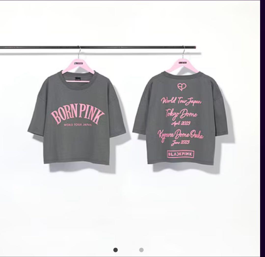 BLACKPINK bornpink ロゴTシャツ ショート丈　グレー